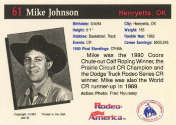 1991 Rodeo America Set B #61 Mike Johnson Back